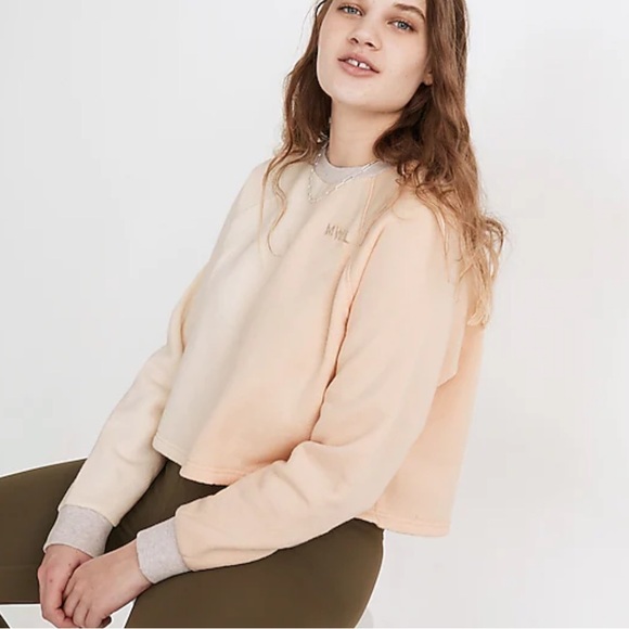 Madewell MWL sweatshirt crop sweater color block cream white orange - Picture 3 of 4